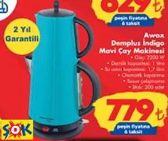 AWOX DEMPLUS İNDİGO MAVİ ÇAY MAKİNESİ